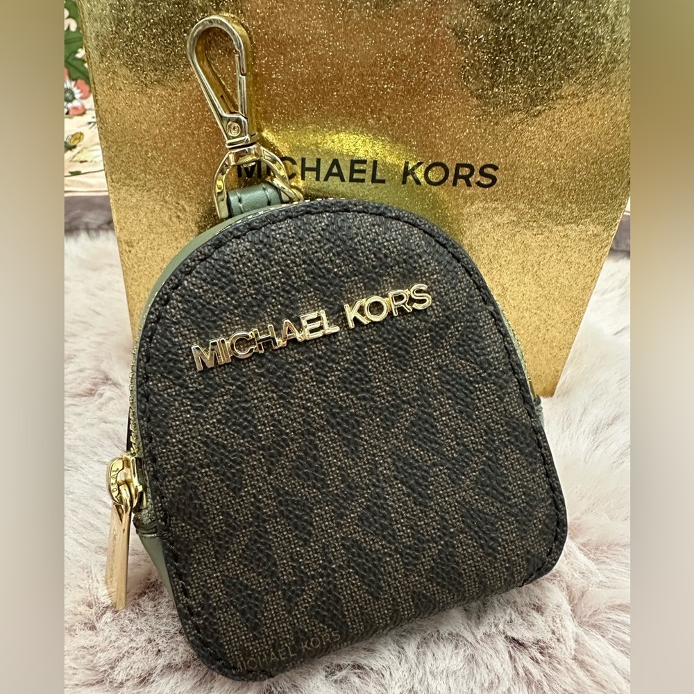 Michael Kors XS Jet Set Travel Mini Bag Keychain with Signature Monogram